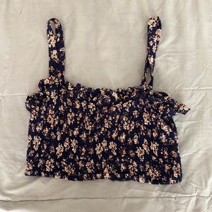 Blue floral crop top